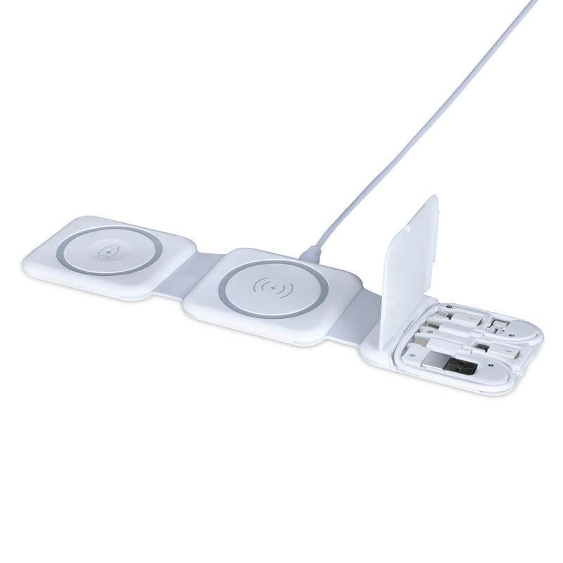 BOLERO - @memorii 2 in 1 Wireless Charger with Multi Cable Set - White - Image 1