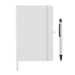 Giftology A5 Hard Cover Notebook and Pen Set - White