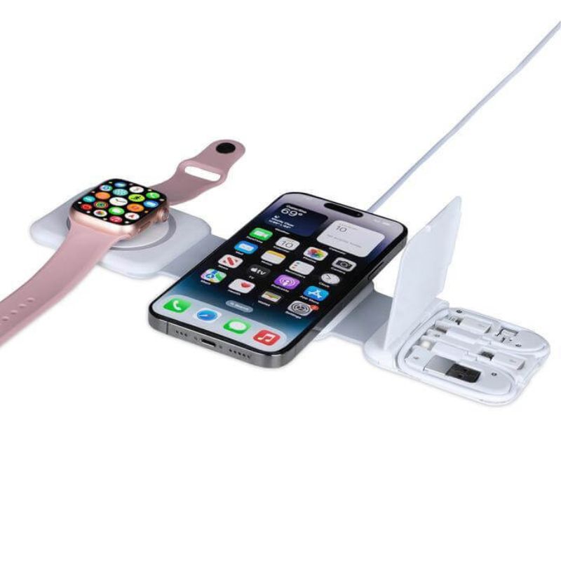 BOLERO - @memorii 2 in 1 Wireless Charger with Multi Cable Set - White - Image 2