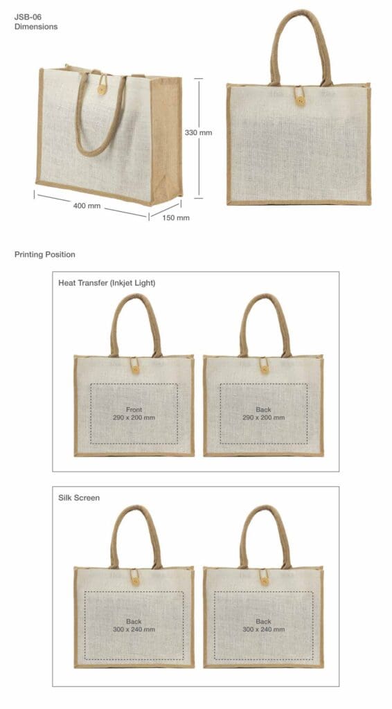 Jute Shopping Bags with Button - Image 3