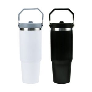 Tumbler with Handle & Straw SS Double Wall