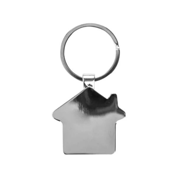Bamboo and Metal Keychain House Shaped 32mm - Image 2