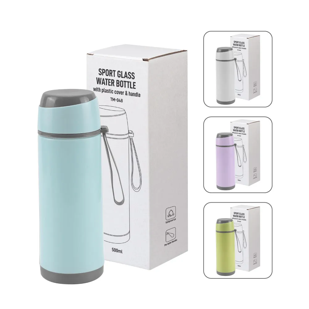 Sports Glass Bottles 500ml Twist off Lid and Carry Handle - Image 2