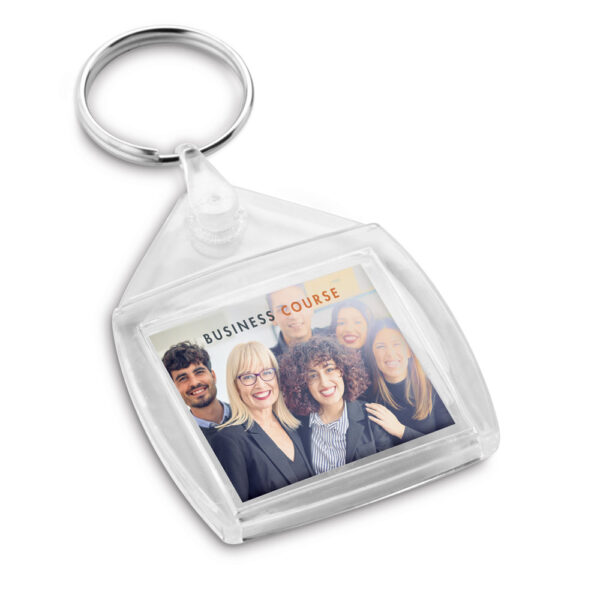 93056 BOWEN. Square shaped clear PS keyring