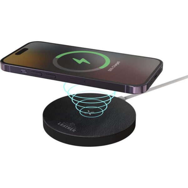 ANZIO - Recycled Leather 15W Wireless Charger - Black