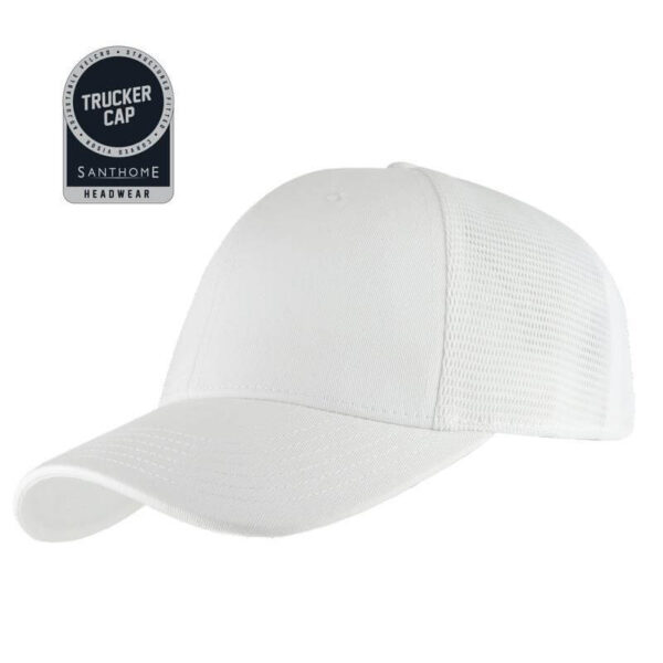 Santhome 6 Panel Trucker Cap - White